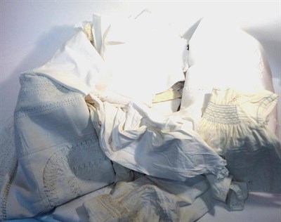 Lot 1028 - Assorted White Linen and Textiles including drawn thread work cloths, table linen, bed linen...