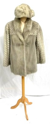 Lot 1096 - Silver Grey Mink Stylised Jacket (labelled size 14) and a similar hat (2)