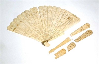 Lot 1173 - 19th Century Folding Parasol on a cream painted wooden handle, brown silk mount with tassel...