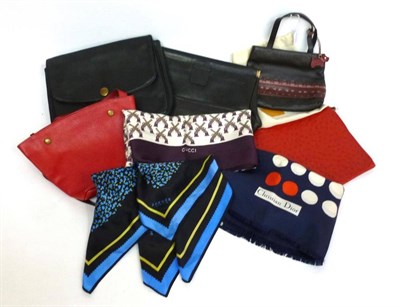 Lot 1176 - Assorted Accessories including a Sonia Rykiel red leather bucket bag with shoulder strap and...