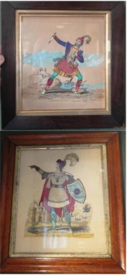 Lot 1228 - Pair of 19th Century Foil Pictures 'Mr Cobham as Sir Calydor of Rhodes', 'Mr Heslop as Sir...