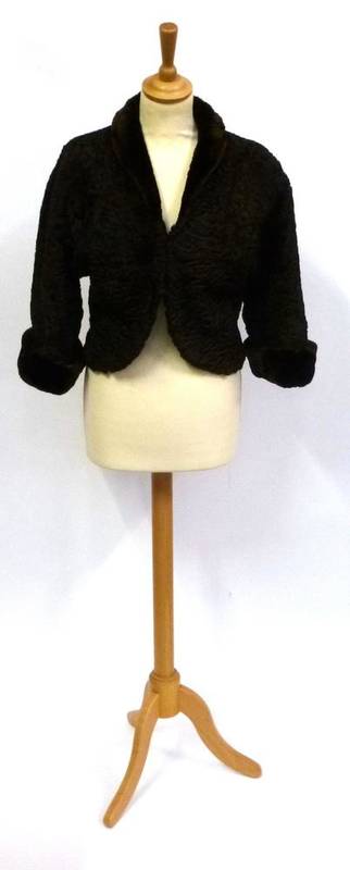 Lot 1110 - Heller Fur Models London Blonde Mink Jacket and a Brown Astrakhan Evening Jacket with trimmed...