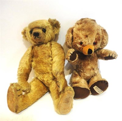 Lot 1008 - Pre 1930's Yellow Plush Jointed Teddy Bear, stitched nose and claws, hump back and growler,...