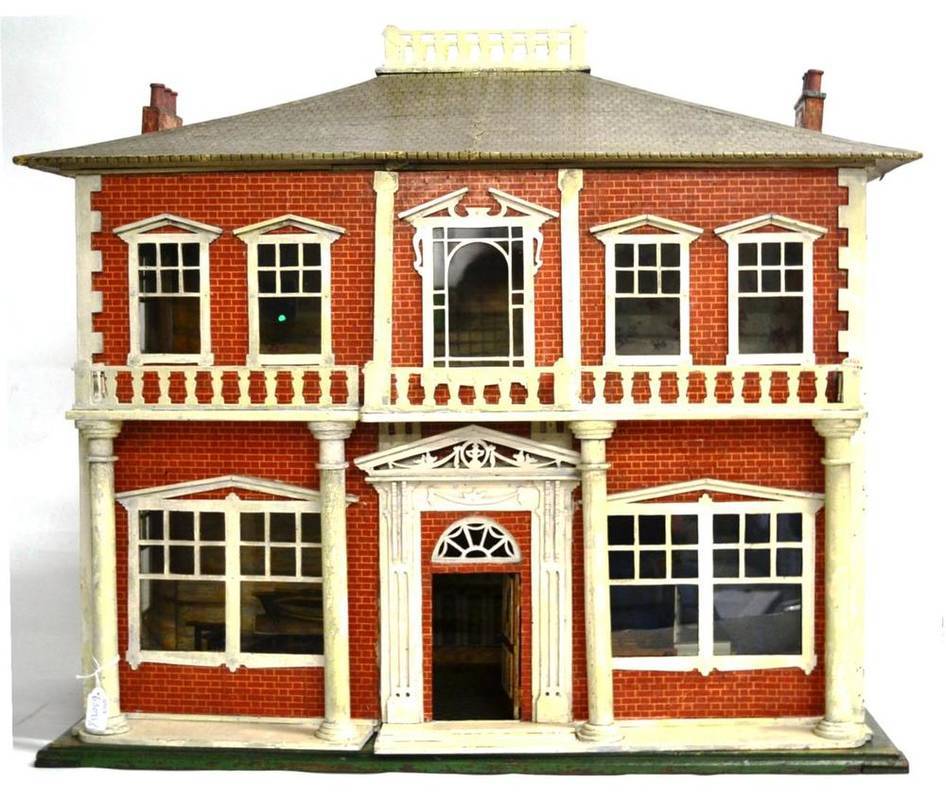 Lot 1016 - Circa 1923 Handicrafts A58 Kit Dolls House with red brick papered walls, white painted window...