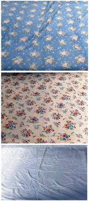 Lot 1035 - Cream Floral Quilted Bed Cover, 180cm by 220cm; Another of Similar Design in Blue, 240cm by...
