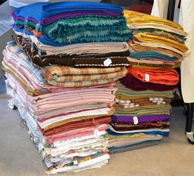 Lot 1041 - Lengths of Assorted Furnishing and Dress Fabrics including tweeds, silk brocades, linens etc,...