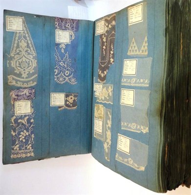 Lot 1044 - Early 20th Century Trade Sample Book enclosing examples of lace, embroidered silks and cottons,...