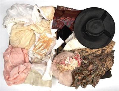 Lot 1072 - Assorted Costume and Accessories including a Victorian silk taffeta and wool capelet with bead...