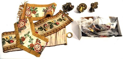 Lot 1099 - Assorted Accessories including a wool work bell pull of floral design with brass mounts and...