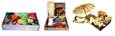 Lot 1102 - Assorted Costume Accessories including floral fabric corsages, feathers and feathered birds,...