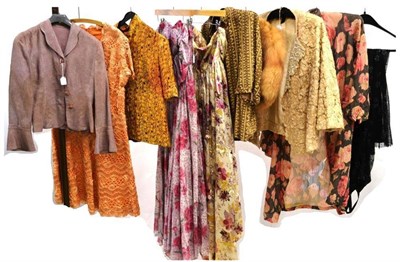 Lot 1129 - Assorted 1950's and Later Costume including a peach raffia style mounted cocktail dress;...