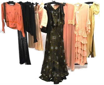 Lot 1131 - Assorted Circa 1920's and Later Costume including pink chiffon and lace mounted drop waist...