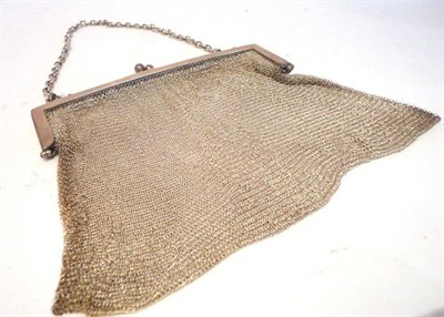 Lot 1167 - An Early 20th Century Silver Mesh Purse with hinged mount and silver link chain, hall marked...