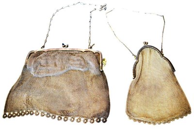 Lot 1168 - Silver Mesh Purse with floral motifs, hinged mount and link chain stamped '925' with silk...