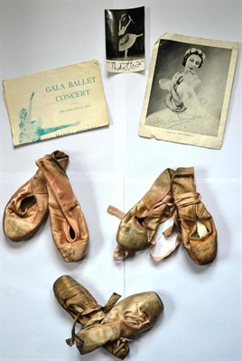 Lot 1178 - Six Pointe Ballet Shoes Bearing Signatures of 20th Century Ballerinas including Dame Alicia Markova