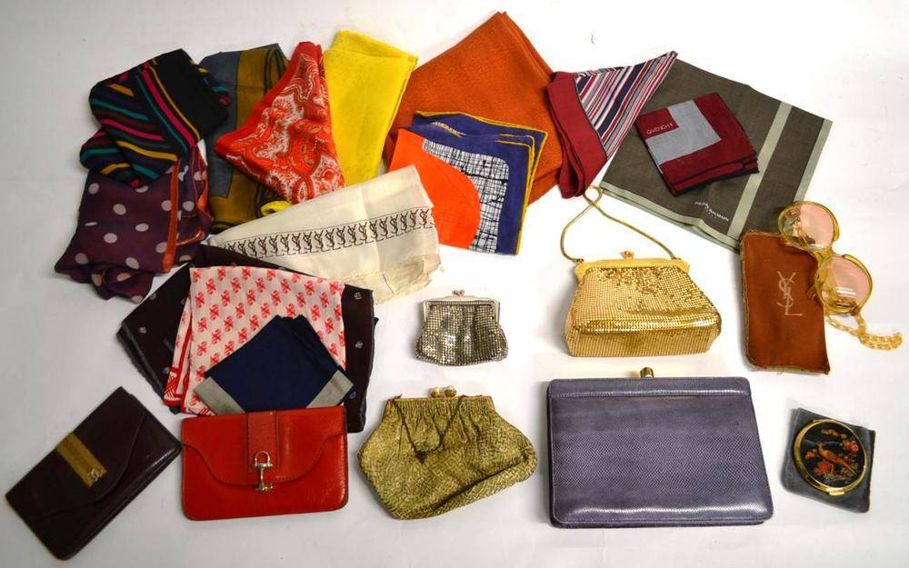 Lot 1182 - Assorted Vintage Accessories of Silk and Cotton Scarves including Jaeger, Givenchy, Yves Saint...