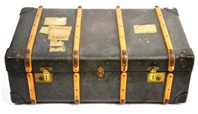 Lot 1203 - Charles J Withnell & Sons, Scarborough Canvas Mounted Cabin Trunk, with wooden and metal...