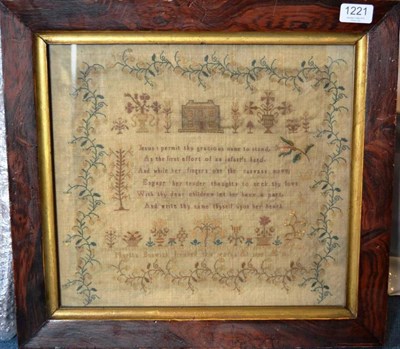 Lot 1221 - Georgian Sampler Worked by Martha Beswick aged 13, 1830 with central religious verse, Georgian...