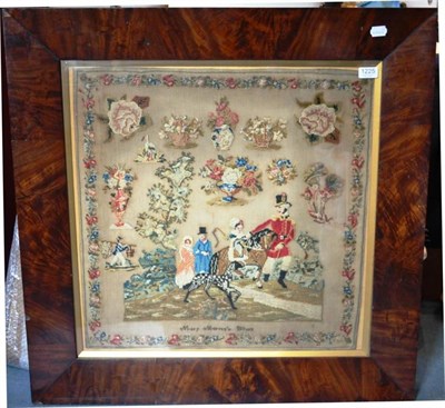 Lot 1225 - Large Mid-19th Century Mahogany Framed Wool Work Picture Worked by Mary Morrey depicting a...