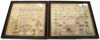 Lot 1226 - Early 19th Century Framed Alphabet Sampler Worked by M B Morrison and religious 'verse 'with a...