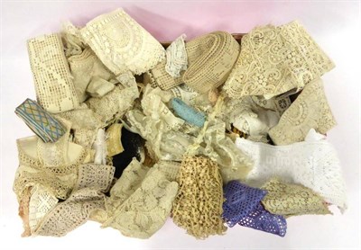 Lot 2042 - Assorted 19th Century and Later Lace Trimmings, Edgings, Silk Woven Ribbons, beaded edgings,...