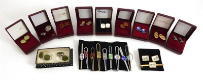 Lot 2078 - A Quantity of Cufflinks and Tie Pins, some enamelled, some stone set
