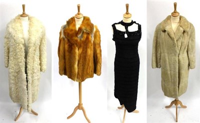 Lot 2117 - Assorted Costume including a red fox fur jacket, white/cream curly lamb long coat, Neymar...