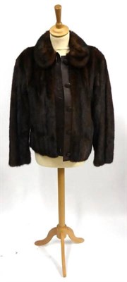 Lot 2118 - Short Brown Mink Jacket with leather mounted buttons and trimmed placket