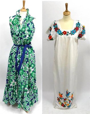 Lot 2129 - Circa 1970's Cotton Printed Dresses and Skirts including Laura Ashley purple patterned tiered skirt