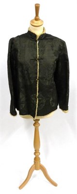 Lot 2136 - Chinese Green Brocade Jacket with sheepskin lining, sheepskin jacket, brown fur jacket,...