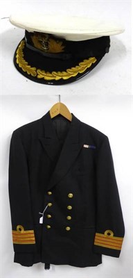 Lot 2144 - Gents Costume including a Naval two piece suit and Gieves Ltd hat, naval cape, morning suit...