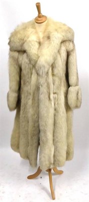 Lot 2151 - White Fox Fur Long Coat with satin lining