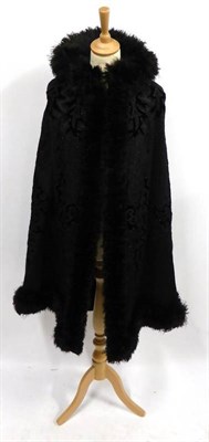 Lot 2171 - Late 19th Century Black Velvet Cape labelled 'John Walsh Sheffield', with black satin floral...