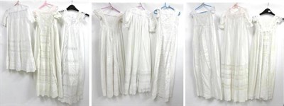 Lot 2177 - Late 19th Century/Early 20th Century White Cotton Christening/Night Gowns, including cut work,...