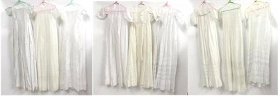 Lot 2179 - Late 19th Century/Early 20th Century White Cotton Christening/Night Gowns, including cut work,...