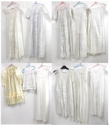 Lot 2182 - Late 19th Century/Early 20th Century White Cotton Christening/Night Gowns, including cut work,...