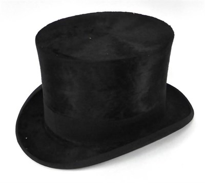 Lot 2188 - Christys London Black Silk Top Hat 'Long Oval', 17cm by 21cm in card box