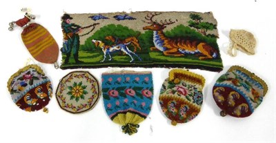 Lot 2198 - 19th Century and Later Decorative Beadwork Purses including three small purses with gilt metal...