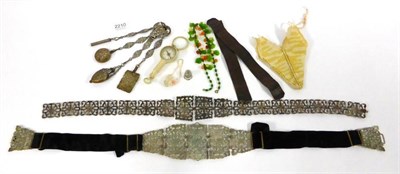 Lot 2210 - Late 19th Century Plated Chatelaine of floral embossed design with four decorative link chains...