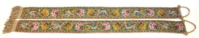 Lot 2216 - Pair of Decorative Bell Pulls worked in beads featuring birds and flower heads with braid hooks and