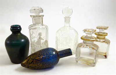 Lot 2221 - Victorian Mary Gregory Cut Glass Scent Bottle with later stopper, decorated with a young girl...