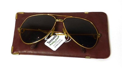 Lot 2246 - A Pair of Cartier Men's Santos Aviator Vermeil Sunglasses