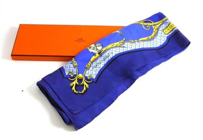 Lot 2261 - Hermes Silk Scarf 'La Cle Des Champs' designed by Francoise Faconnet in blue, 90cm by 90cm, in...