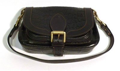 Lot 2266 - Mulberry Belle Kenya Black Leather Handbag with brass fittings, stamped Mulberry, faux buckle...