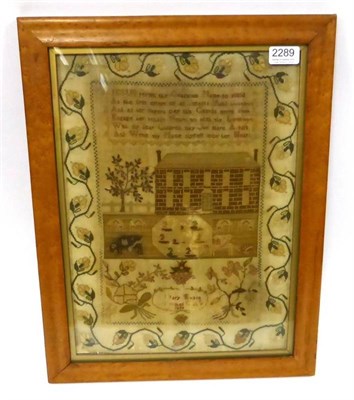 Lot 2289 - Sampler Worked by Mary Evans, 1828 in silk embroidery and cross stitch with religious verse,...