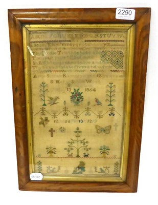 Lot 2290 - Sampler Worked by Anne Susan Ramsey Aged 12 years, Dated 1864 and a student of St Marys School,...