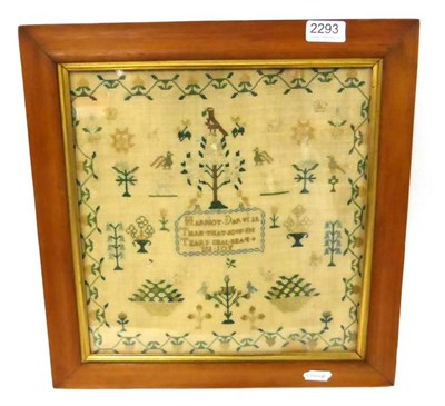 Lot 2293 - Early 19th Century Sampler Worked by Harriet Darvill in silk cross stitch, with central verse...