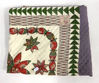 Lot 10 - 19th Century Scottish Patchwork Quilt, signed in black cross stitch to the reverse 'M A Clark...