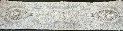 Lot 33 - 19th Century Mixed Brussels Lace Shawl with foliate motifs, 230cm by 50cm (stitched to a modern...