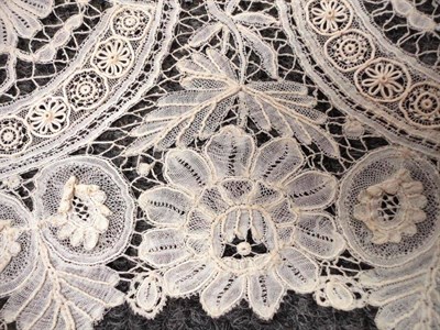 Lot 35 - 19th Century Brussels Bobbin and Needle Lace Flounce with foliate motifs and scalloped hem,...